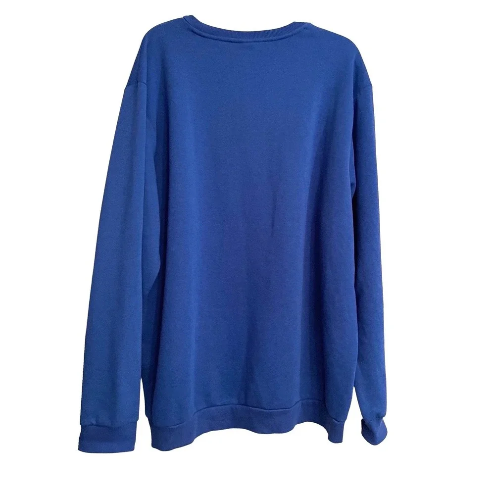 Adidas Crewneck Sweatshirt Mens 2XL Blue Excellent HL2299‎ Graphic Logo Fleece